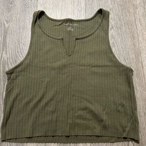 American Eagle Ribbed Tank Top - Olive Green